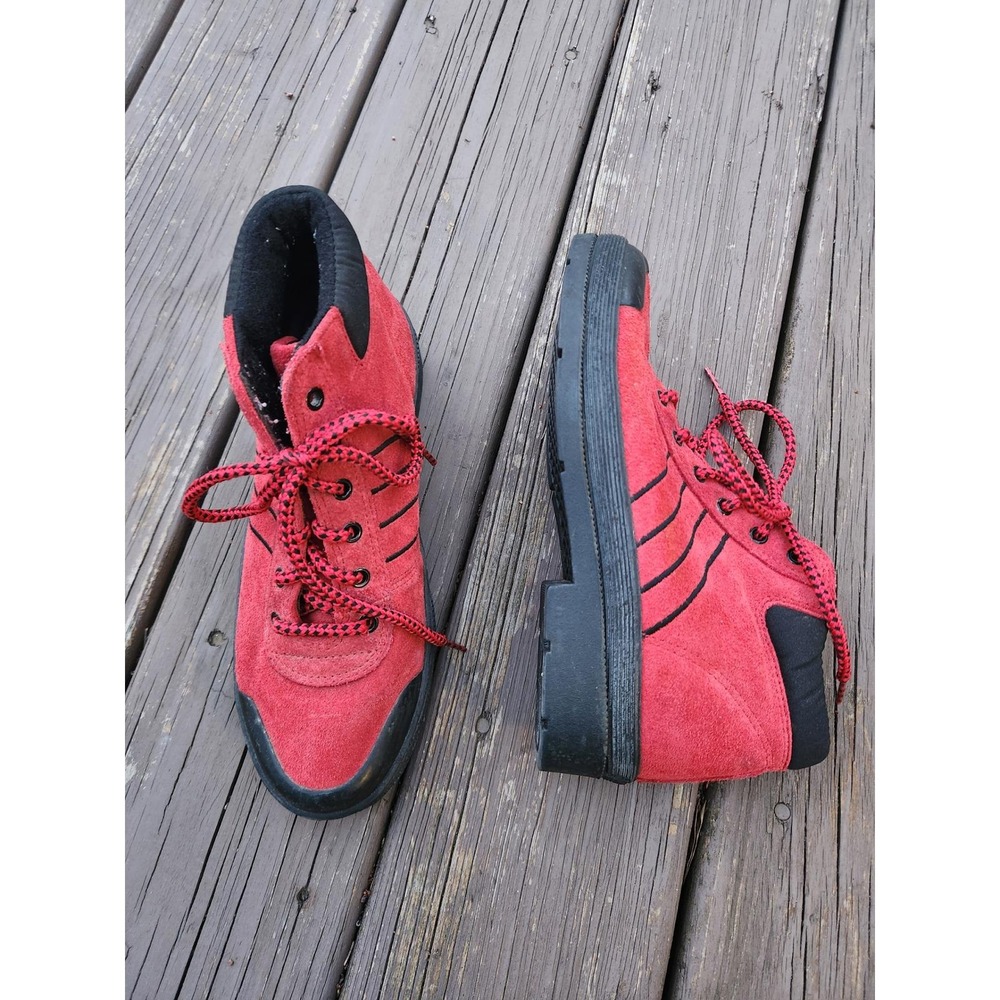 Vintage 90s y2k Aerosoles‎ Ankle Boots Red Suede Striped Platform Lace Up 7.5 B